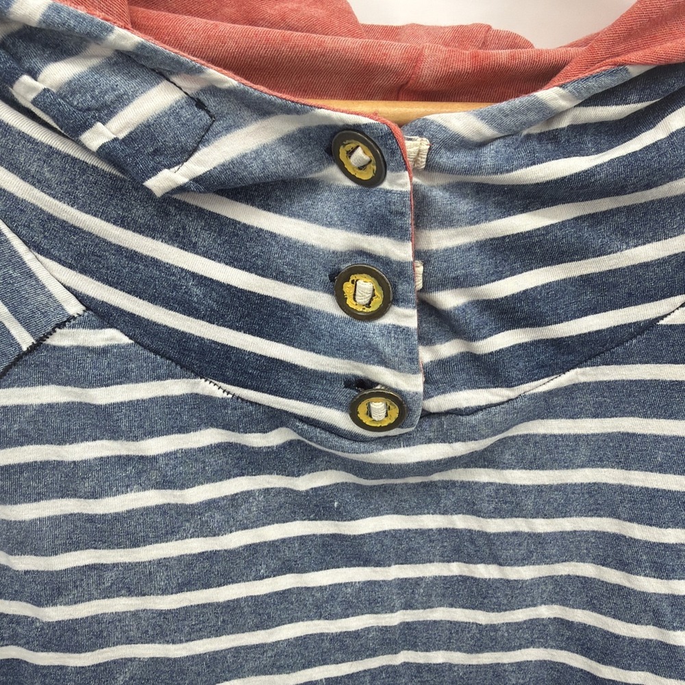 Free People We the Free Double Lined S Hoodie Faded Navy Striped Nautical Beach - Picture 9 of 9
